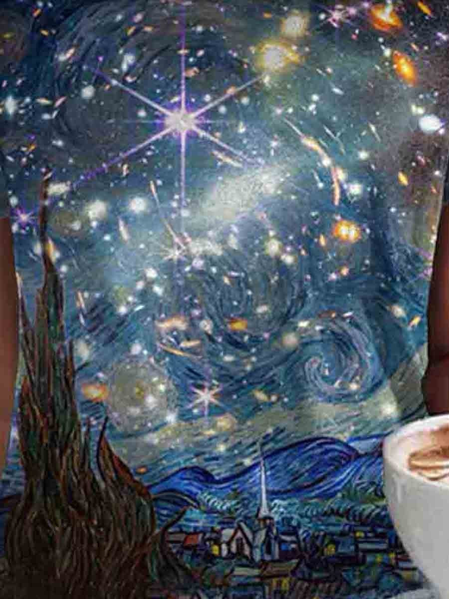 Starry Night Art Print Casual Tee - Frederika’s favorites 🦊