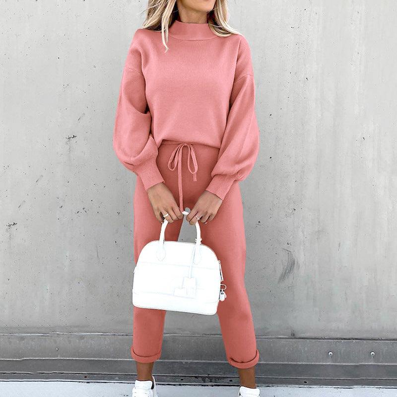 Fashion high collar casual solid color trousers two-piece suit - Frederika’s favorites 🦊