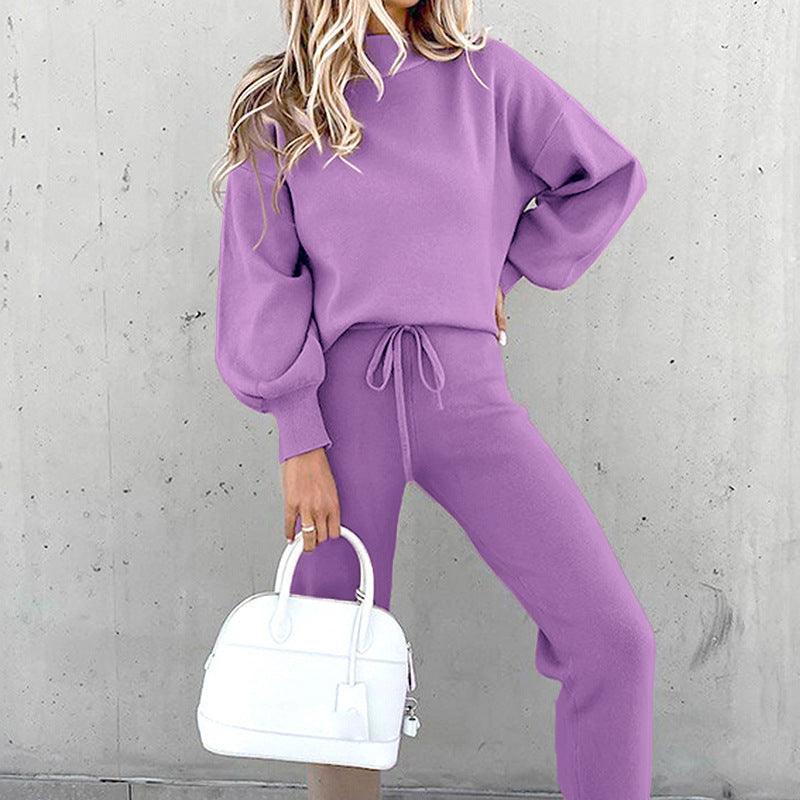 Fashion high collar casual solid color trousers two-piece suit - Frederika’s favorites 🦊