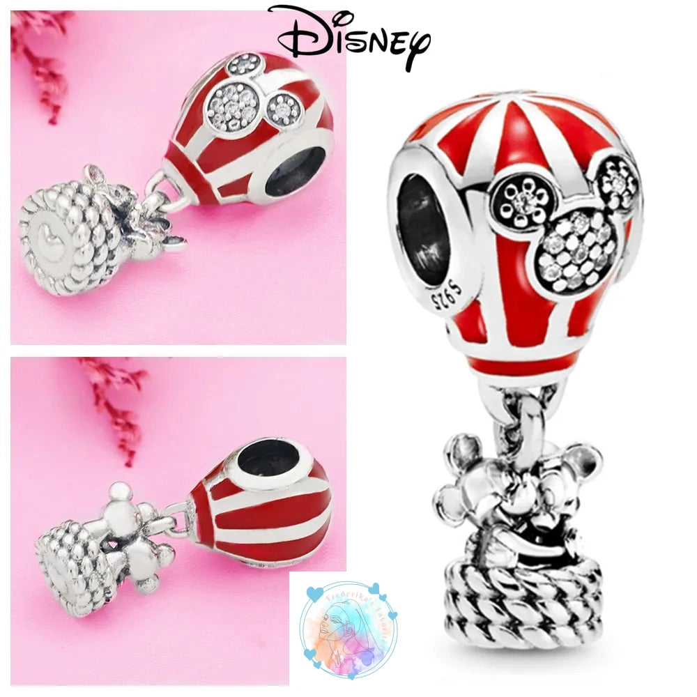 Disney Charm Bracelet with Stitch, Minnie Mouse, and Winnie Charms - 925 Sterling Silver Dangle Beads for Pendant Jewelry