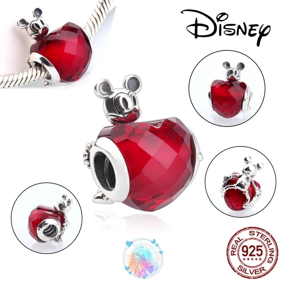 Disney Charm Bracelet with Stitch, Minnie Mouse, and Winnie Charms - 925 Sterling Silver Dangle Beads for Pendant Jewelry