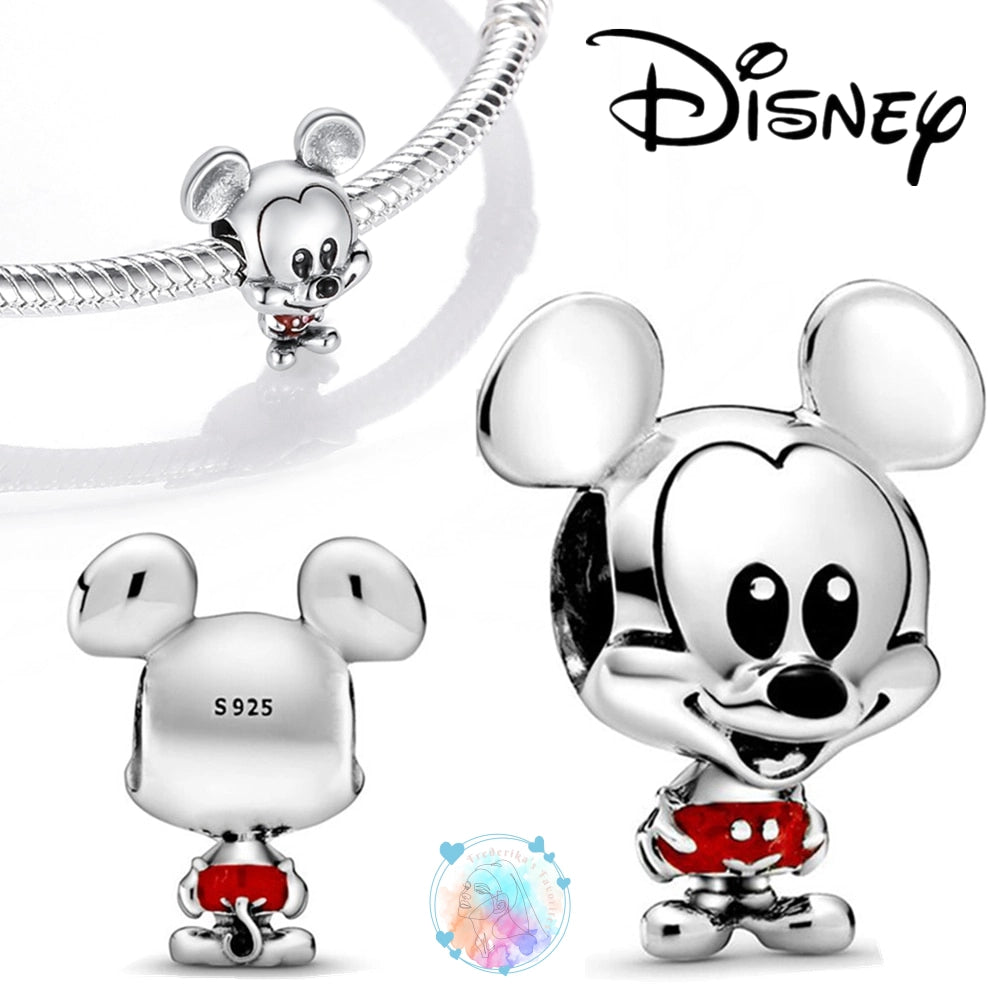 Disney Charm Bracelet with Stitch, Minnie Mouse, and Winnie Charms - 925 Sterling Silver Dangle Beads for Pendant Jewelry