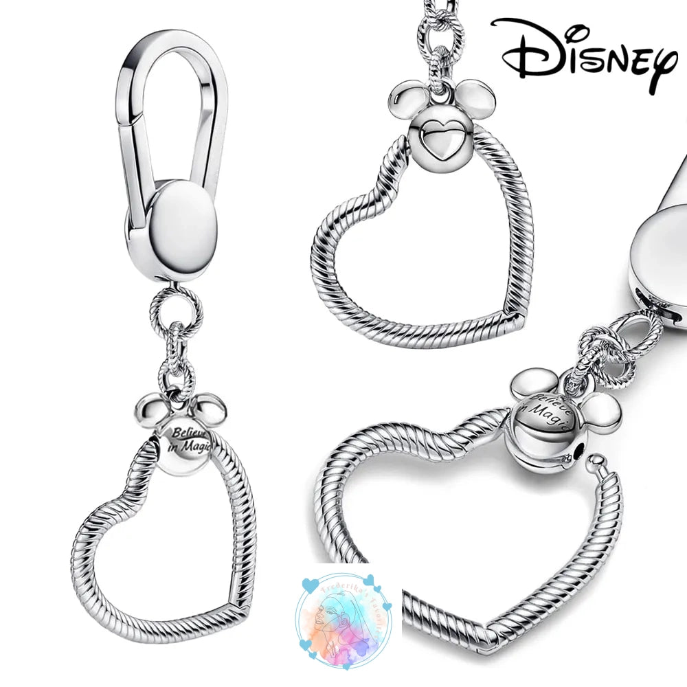 Disney Charm Bracelet with Stitch, Minnie Mouse, and Winnie Charms - 925 Sterling Silver Dangle Beads for Pendant Jewelry
