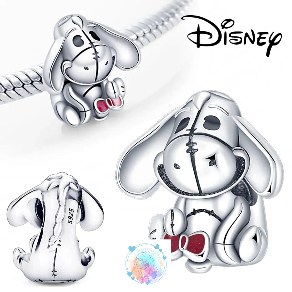 Disney Charm Bracelet with Stitch, Minnie Mouse, and Winnie Charms - 925 Sterling Silver Dangle Beads for Pendant Jewelry