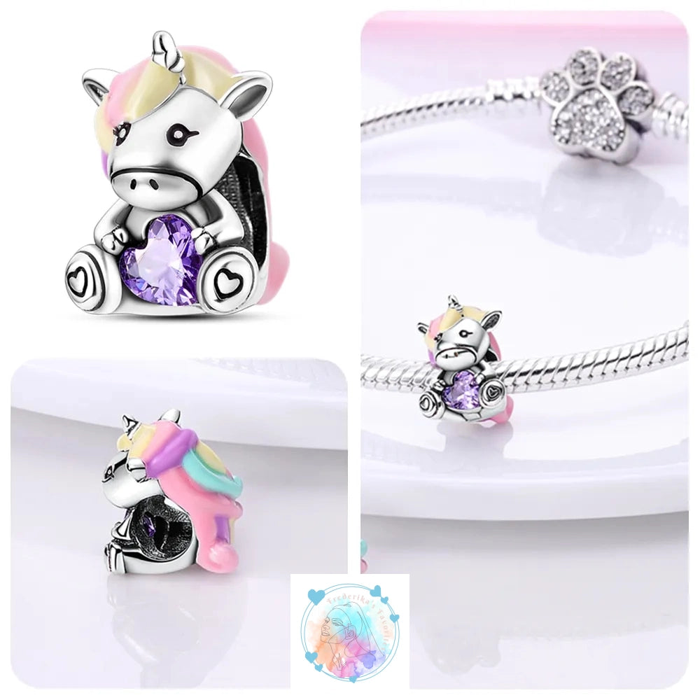 Disney Charm Bracelet with Stitch, Minnie Mouse, and Winnie Charms - 925 Sterling Silver Dangle Beads for Pendant Jewelry