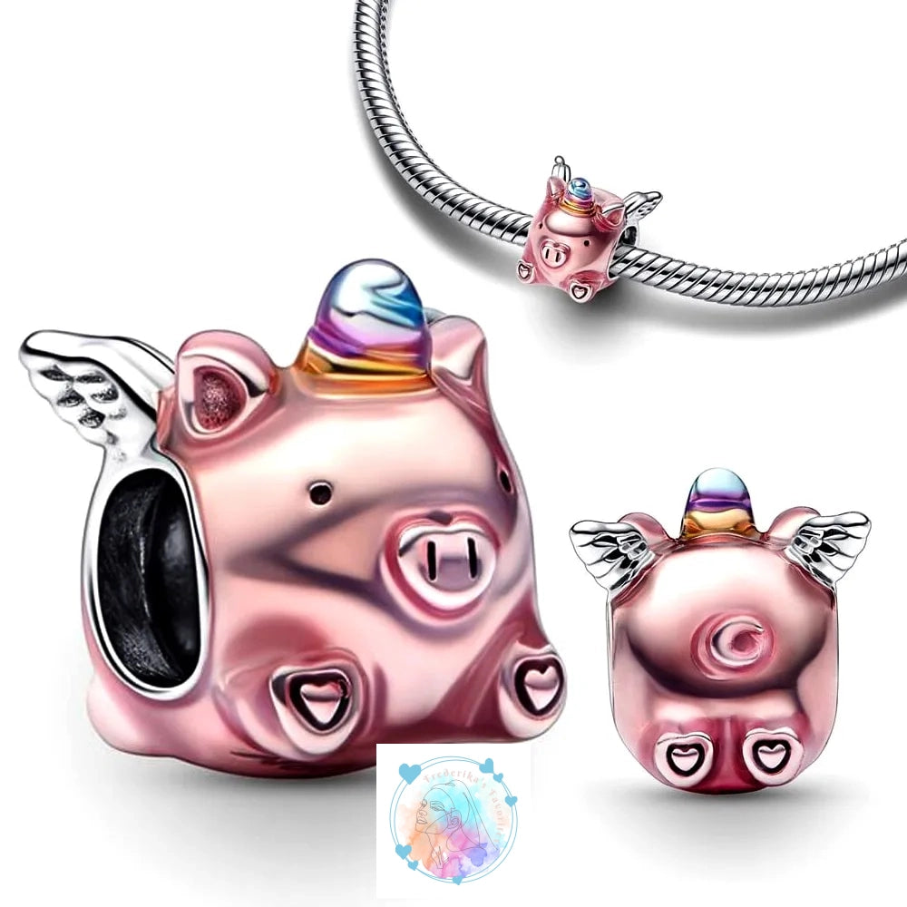 Disney Charm Bracelet with Stitch, Minnie Mouse, and Winnie Charms - 925 Sterling Silver Dangle Beads for Pendant Jewelry
