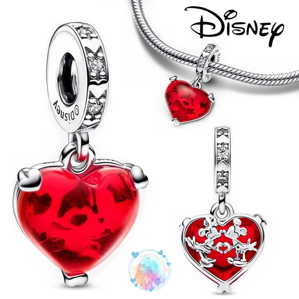 Disney Charm Bracelet with Stitch, Minnie Mouse, and Winnie Charms - 925 Sterling Silver Dangle Beads for Pendant Jewelry