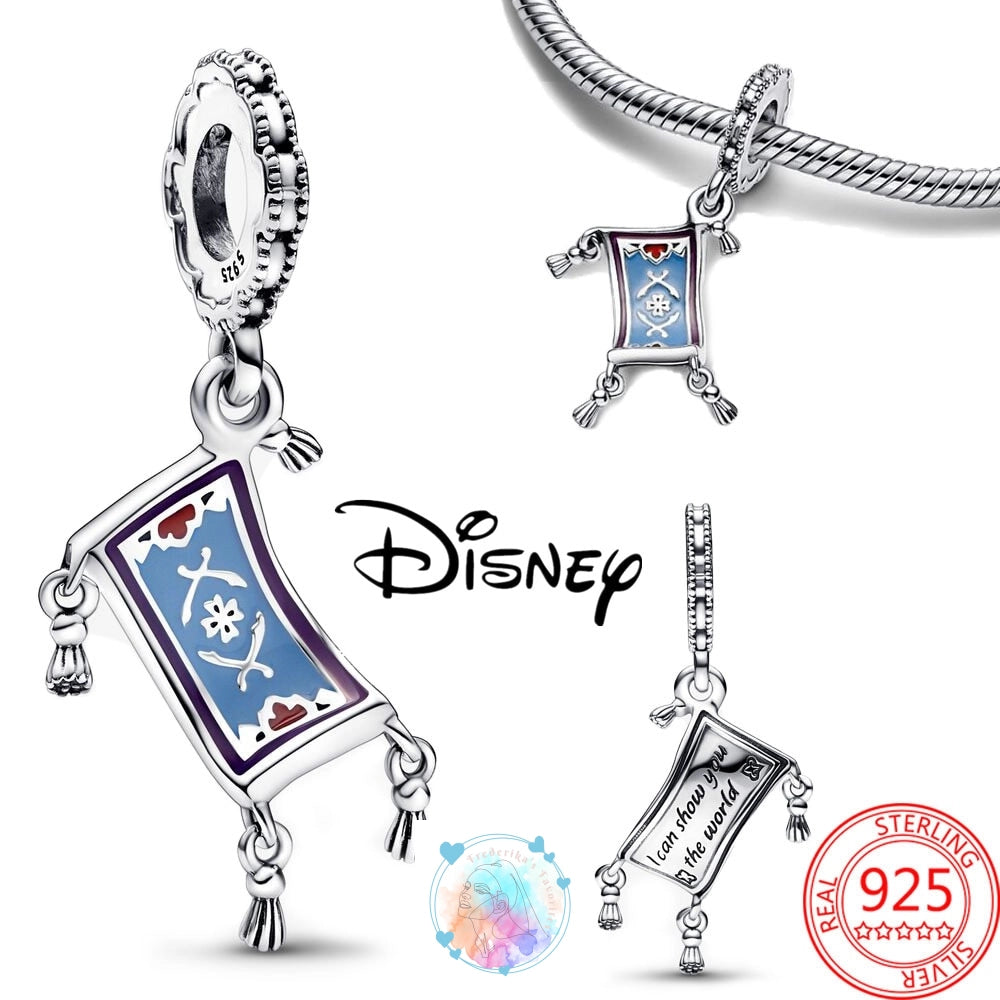 Disney Charm Bracelet with Stitch, Minnie Mouse, and Winnie Charms - 925 Sterling Silver Dangle Beads for Pendant Jewelry