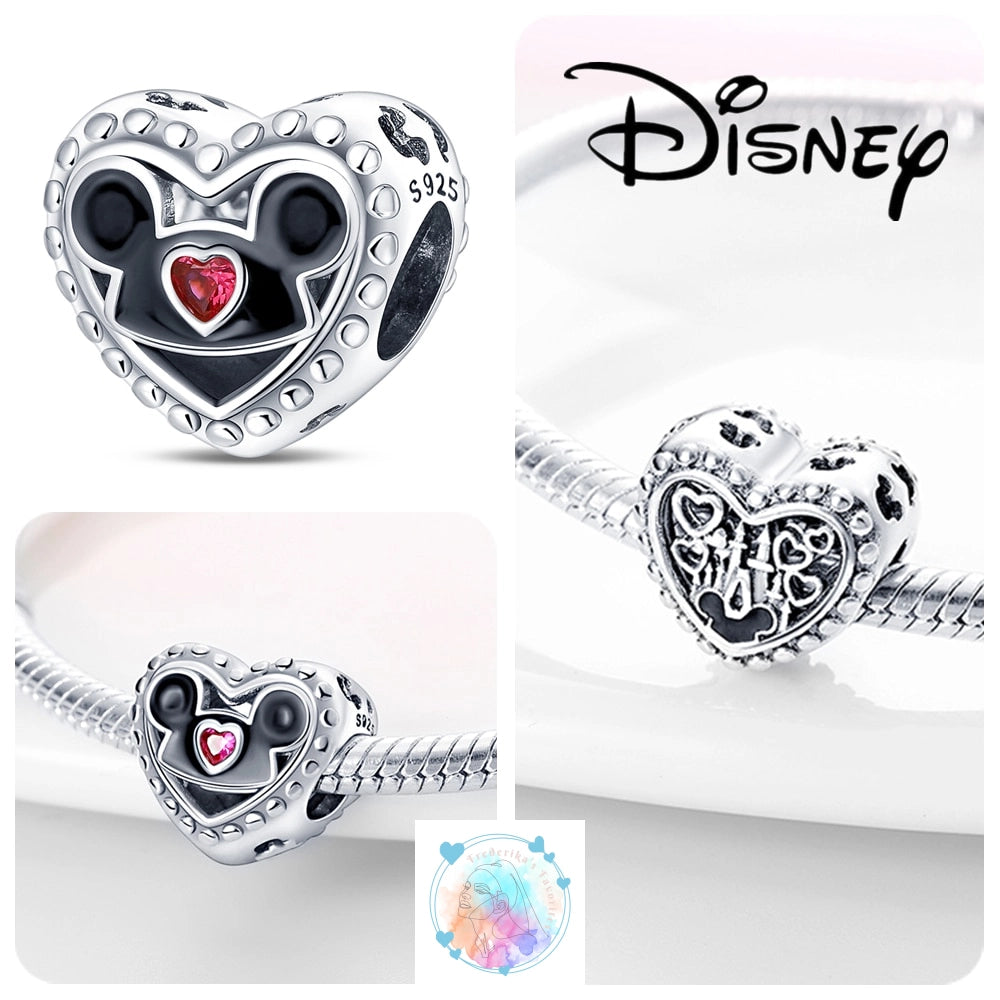 Disney Charm Bracelet with Stitch, Minnie Mouse, and Winnie Charms - 925 Sterling Silver Dangle Beads for Pendant Jewelry