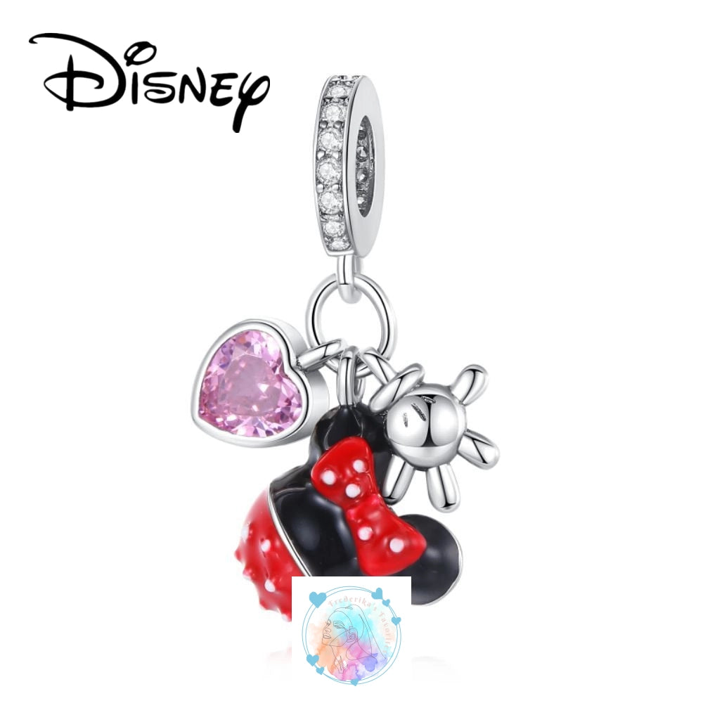 Disney Charm Bracelet with Stitch, Minnie Mouse, and Winnie Charms - 925 Sterling Silver Dangle Beads for Pendant Jewelry