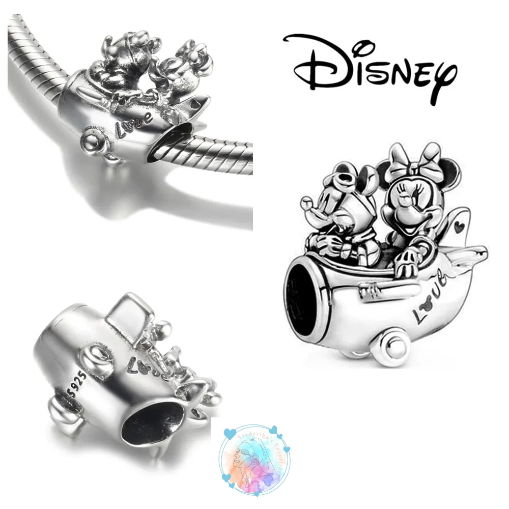 Disney Charm Bracelet with Stitch, Minnie Mouse, and Winnie Charms - 925 Sterling Silver Dangle Beads for Pendant Jewelry