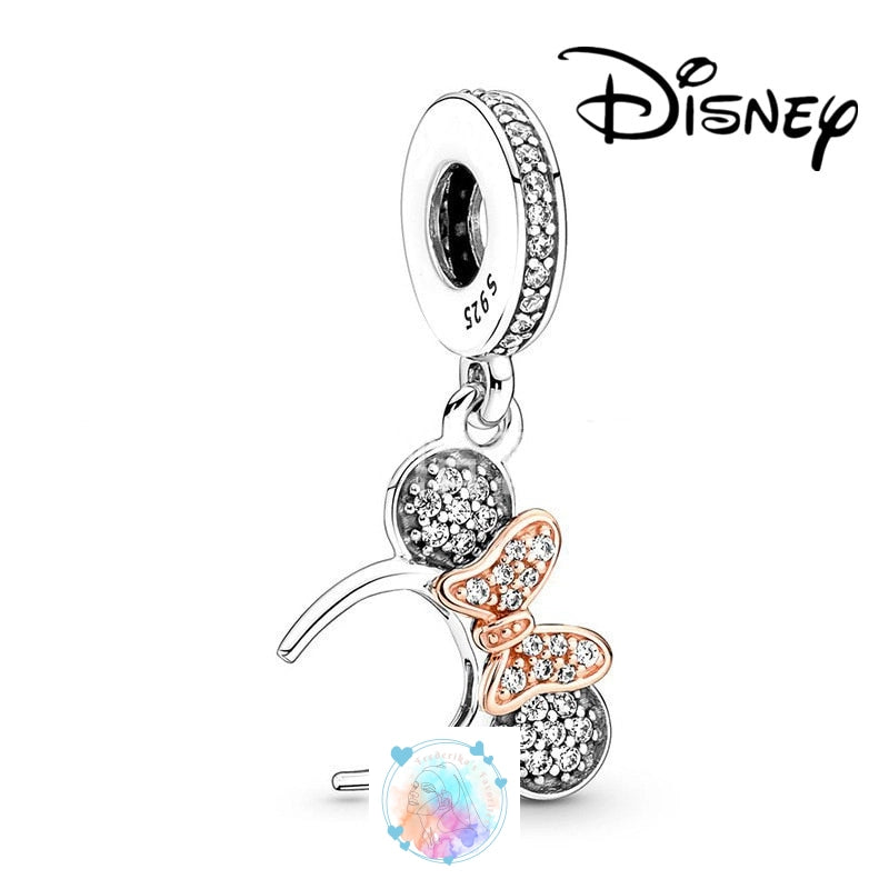 Disney Charm Bracelet with Stitch, Minnie Mouse, and Winnie Charms - 925 Sterling Silver Dangle Beads for Pendant Jewelry