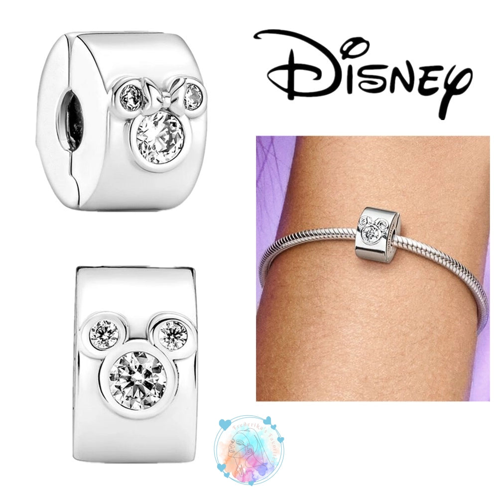 Disney Charm Bracelet with Stitch, Minnie Mouse, and Winnie Charms - 925 Sterling Silver Dangle Beads for Pendant Jewelry
