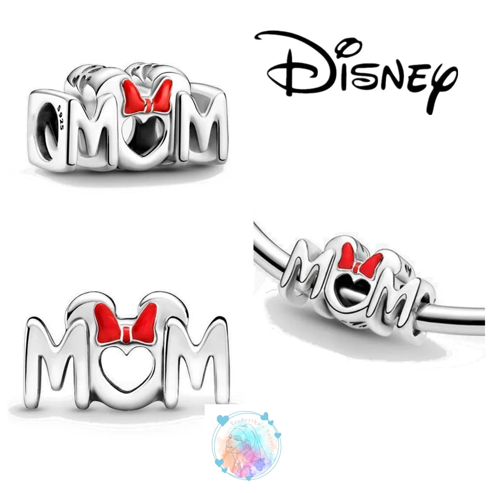 Disney Charm Bracelet with Stitch, Minnie Mouse, and Winnie Charms - 925 Sterling Silver Dangle Beads for Pendant Jewelry
