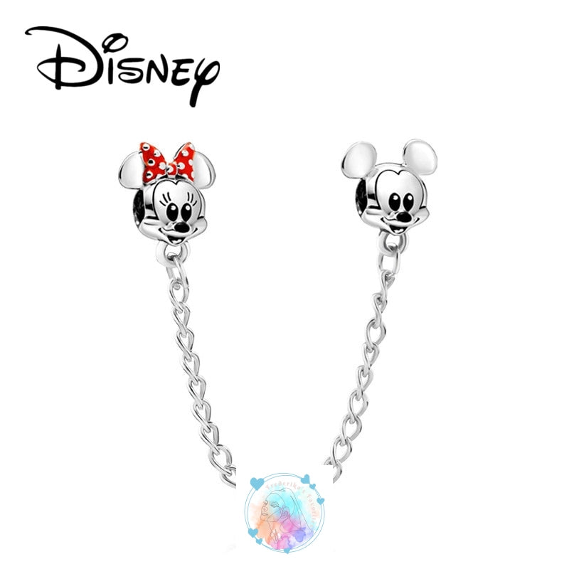 Disney Charm Bracelet with Stitch, Minnie Mouse, and Winnie Charms - 925 Sterling Silver Dangle Beads for Pendant Jewelry