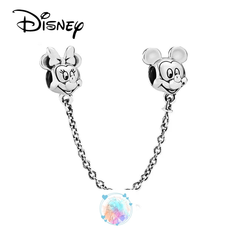 Disney Charm Bracelet with Stitch, Minnie Mouse, and Winnie Charms - 925 Sterling Silver Dangle Beads for Pendant Jewelry