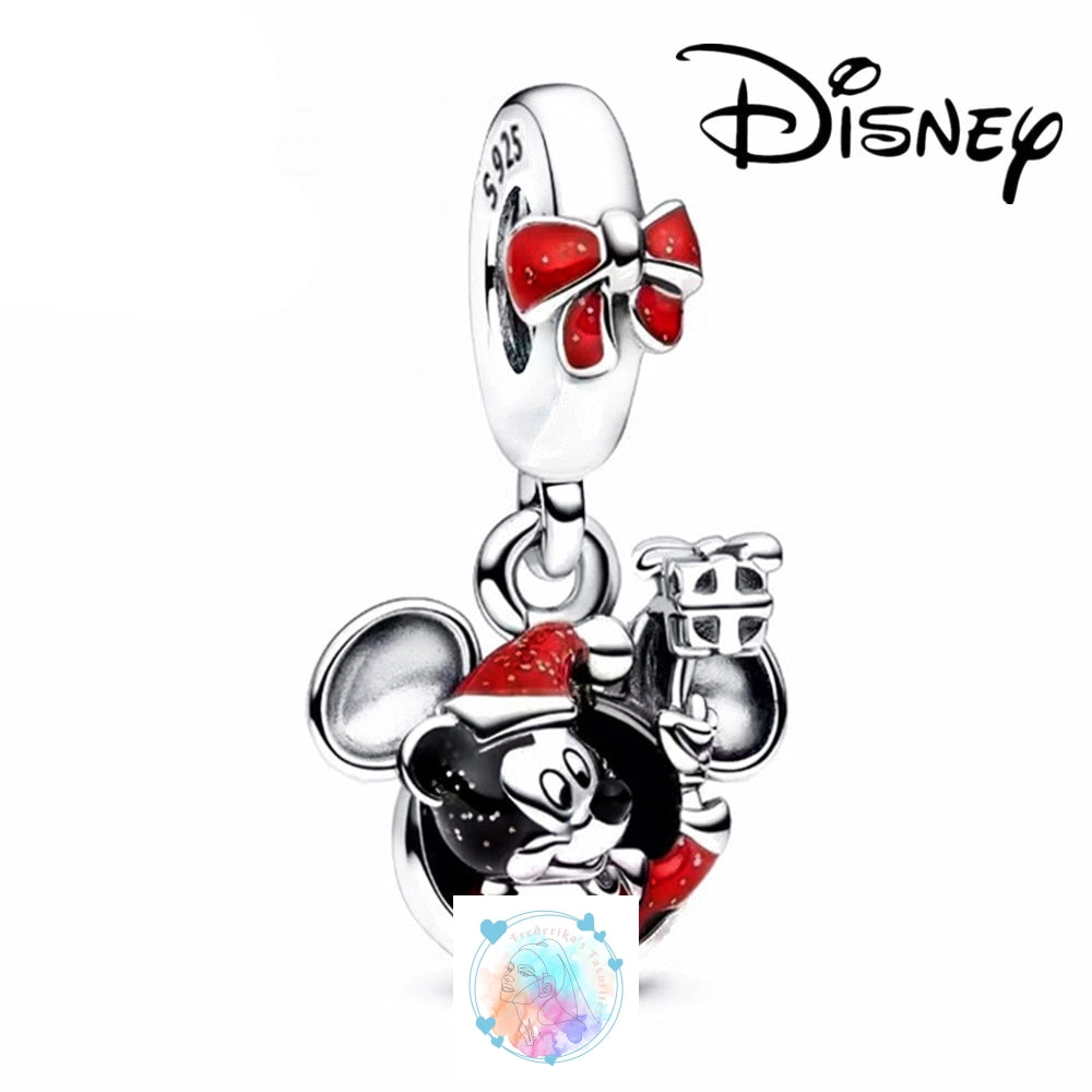 Disney Charm Bracelet with Stitch, Minnie Mouse, and Winnie Charms - 925 Sterling Silver Dangle Beads for Pendant Jewelry