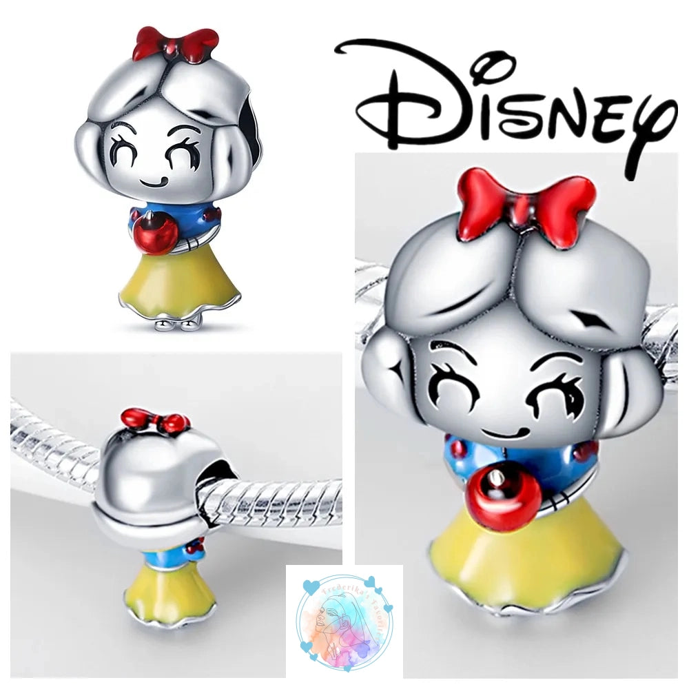 Disney Charm Bracelet with Stitch, Minnie Mouse, and Winnie Charms - 925 Sterling Silver Dangle Beads for Pendant Jewelry