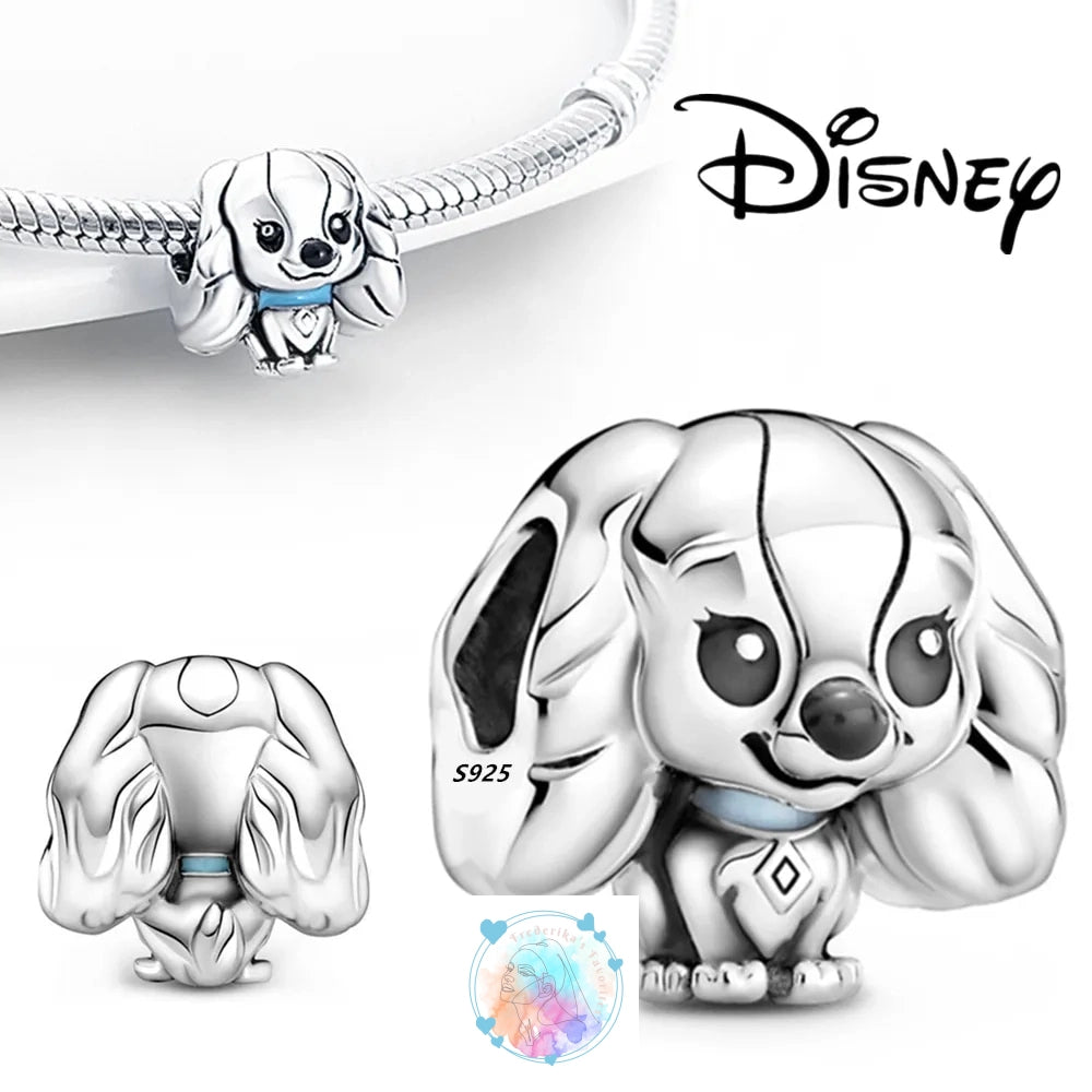 Disney Charm Bracelet with Stitch, Minnie Mouse, and Winnie Charms - 925 Sterling Silver Dangle Beads for Pendant Jewelry