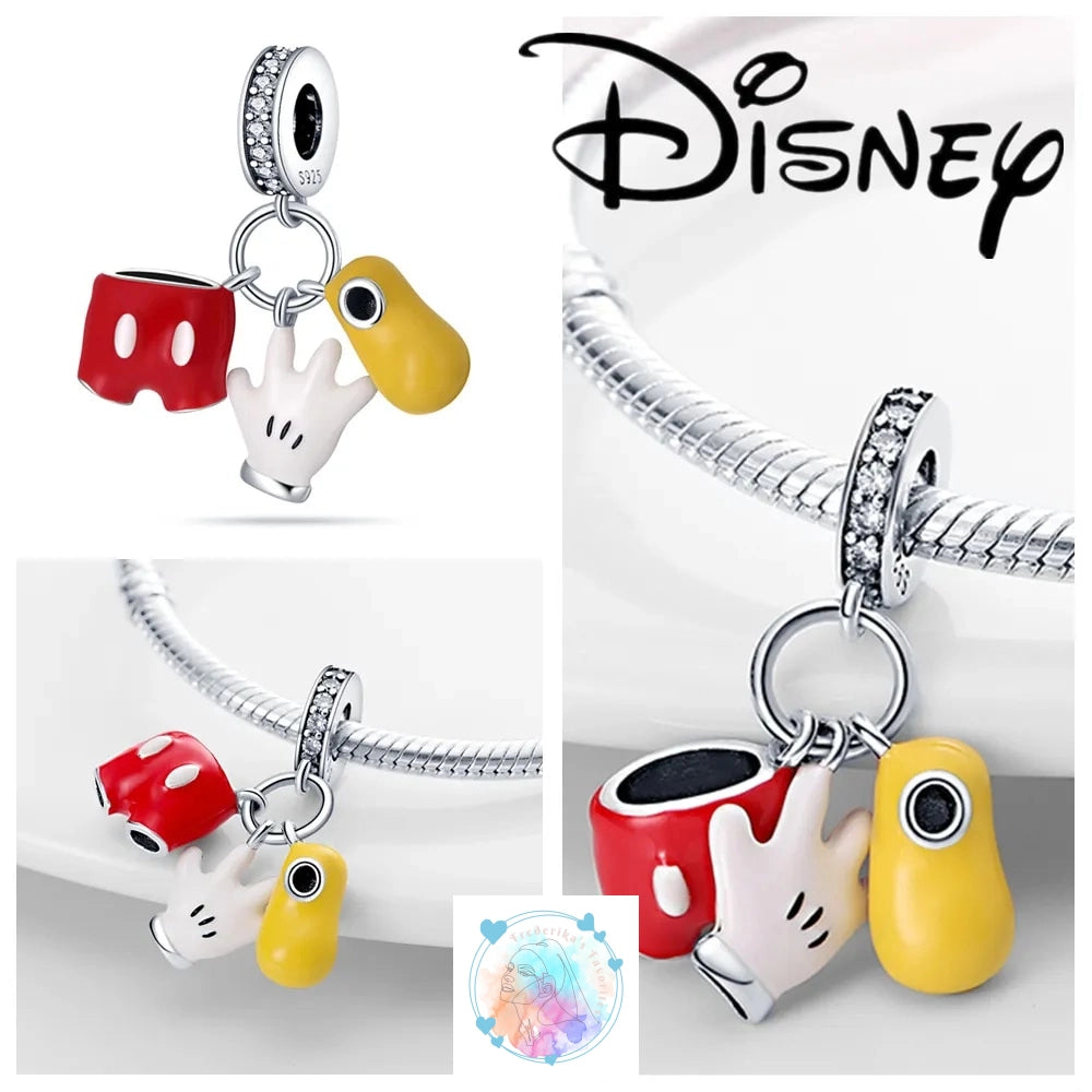 Disney Charm Bracelet with Stitch, Minnie Mouse, and Winnie Charms - 925 Sterling Silver Dangle Beads for Pendant Jewelry