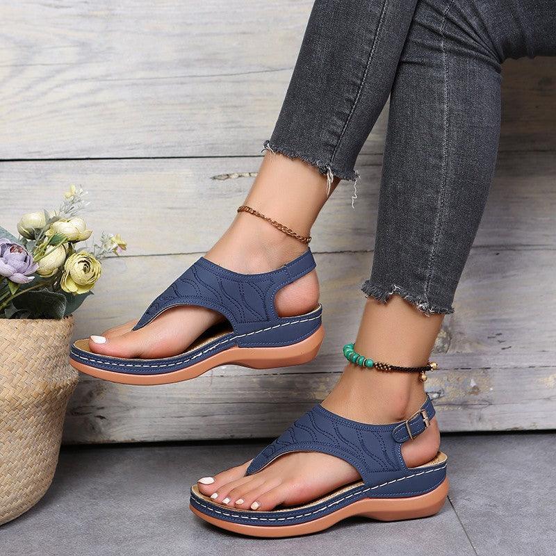 Roman Style One Word Buckle Women's Sandals 43 Large Size Sandals - Frederika’s favorites 🦊