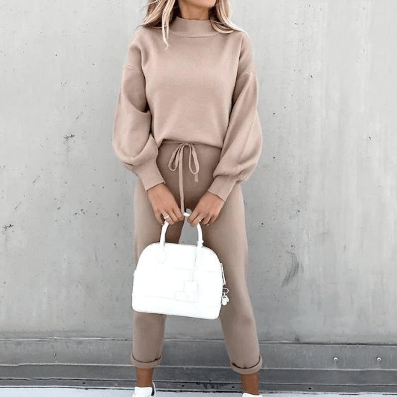 Fashion high collar casual solid color trousers two-piece suit - Frederika’s favorites 🦊