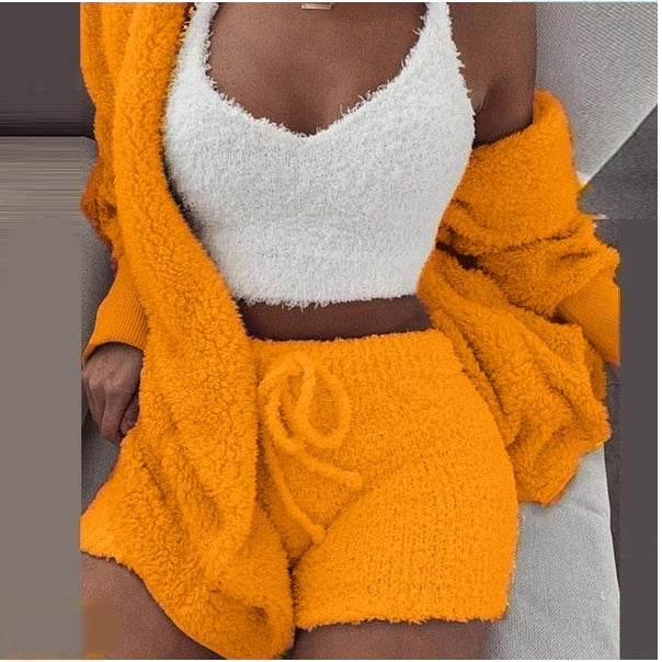 Fluffy Three Piece Set Lounge Sexy Outfits - Frederika’s favorites 🦊