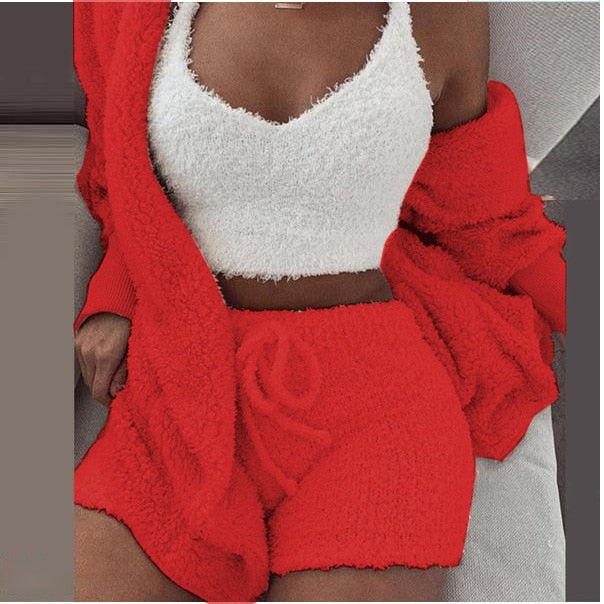 Fluffy Three Piece Set Lounge Sexy Outfits - Frederika’s favorites 🦊
