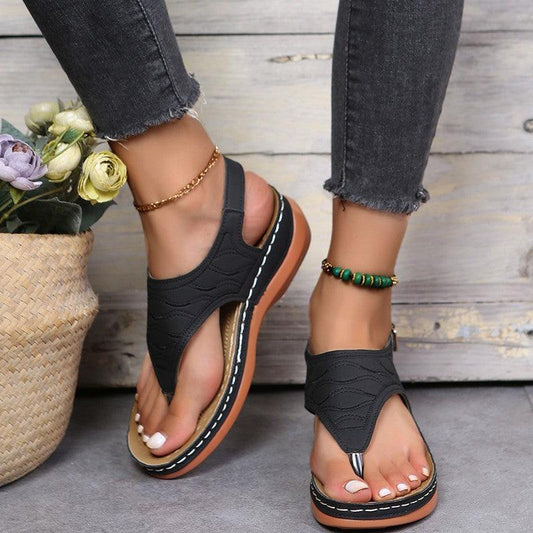 Roman Style One Word Buckle Women's Sandals 43 Large Size Sandals - Frederika’s favorites 🦊