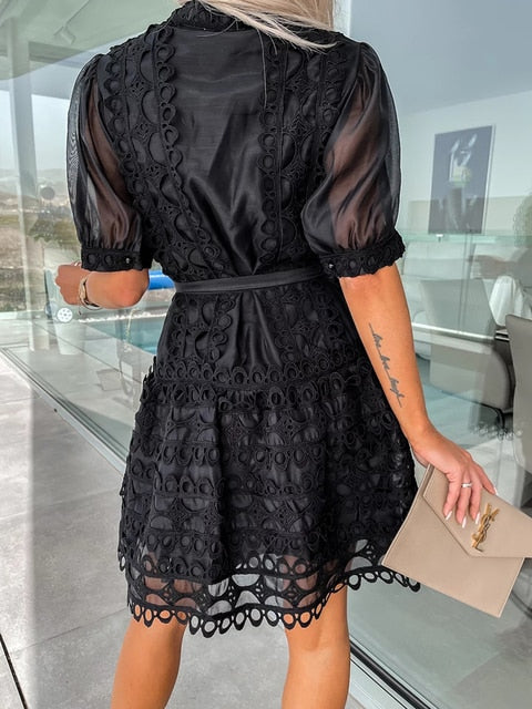 Patchwork Lace Elegant Mini Dress - Frederika’s favorites 🦊