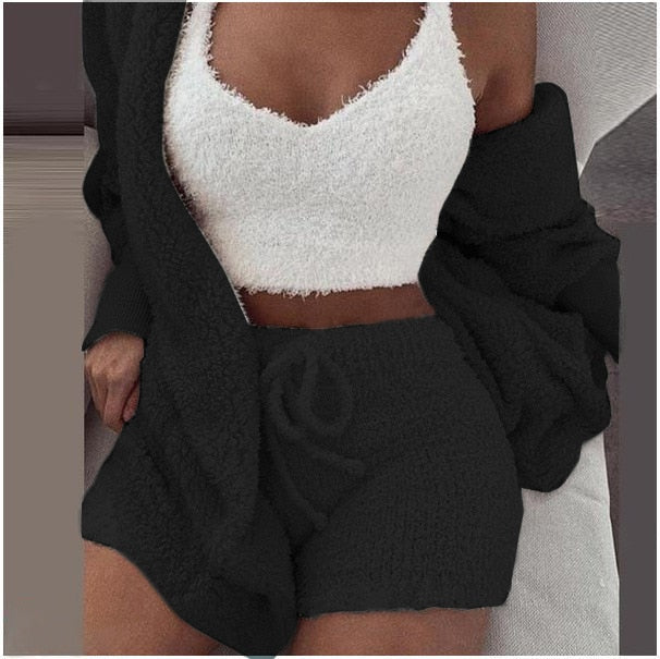 Fluffy Three Piece Set Lounge Sexy Outfits - Frederika’s favorites 🦊