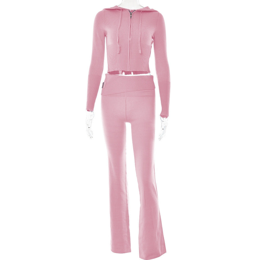 Hoodie Suit Women Leisure Sexy Zip Long Sleeve Sweater And High Waist Long Pants Set - Frederika’s favorites 🦊