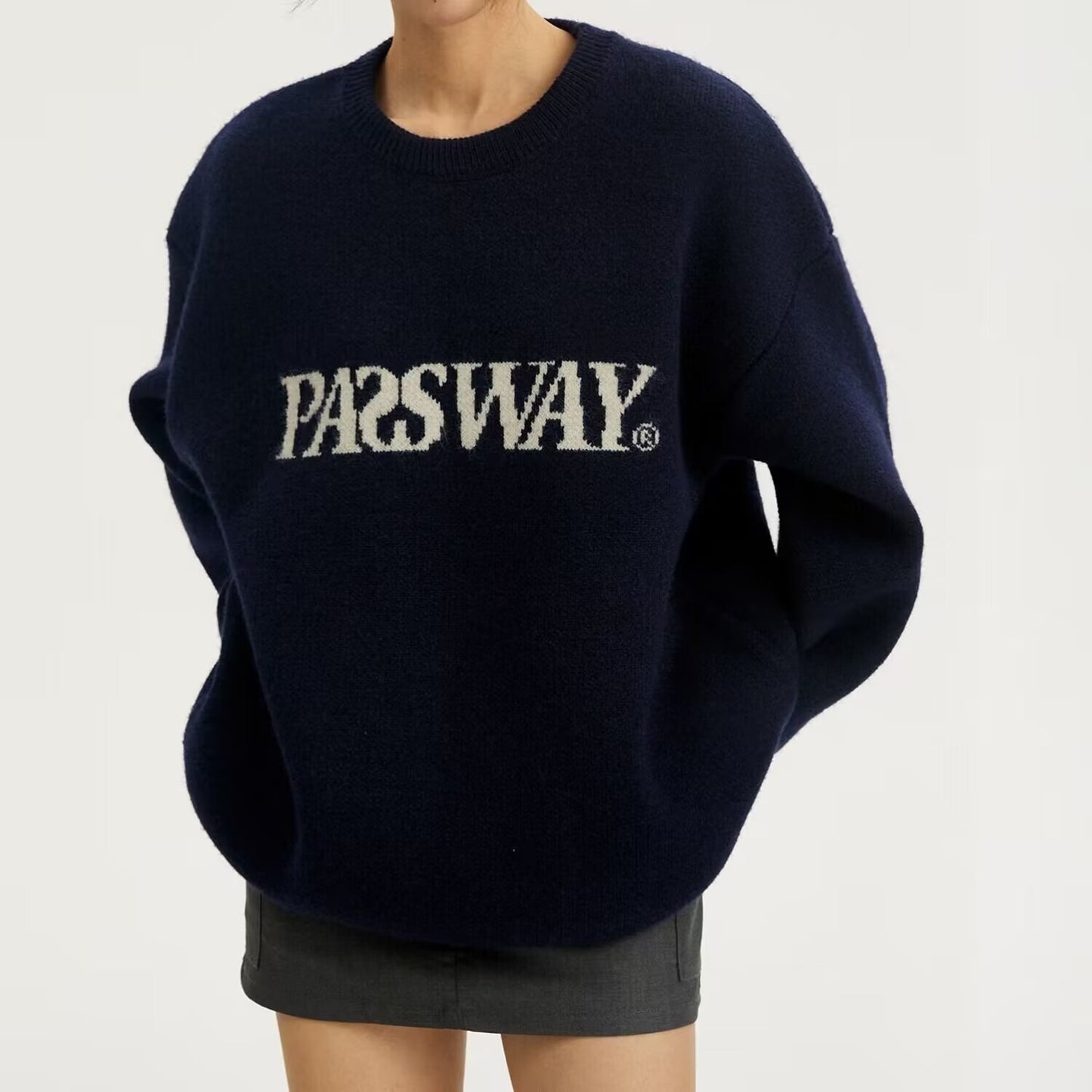 Retro long-sleeved sweater sweater women's autumn and winter new style loose lazy style casual top