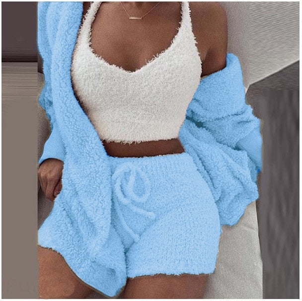 Fluffy Three Piece Set Lounge Sexy Outfits - Frederika’s favorites 🦊