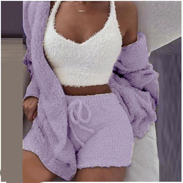 Fluffy Three Piece Set Lounge Sexy Outfits - Frederika’s favorites 🦊
