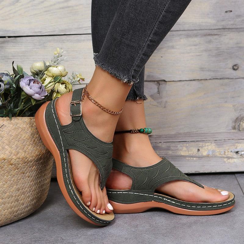 Roman Style One Word Buckle Women's Sandals 43 Large Size Sandals - Frederika’s favorites 🦊