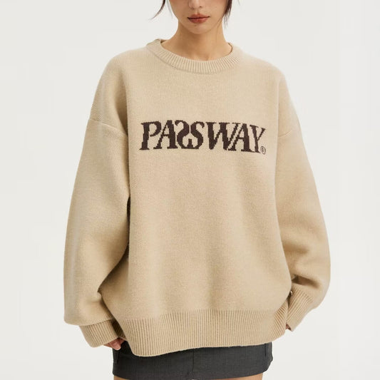 Retro long-sleeved sweater sweater women's autumn and winter new style loose lazy style casual top