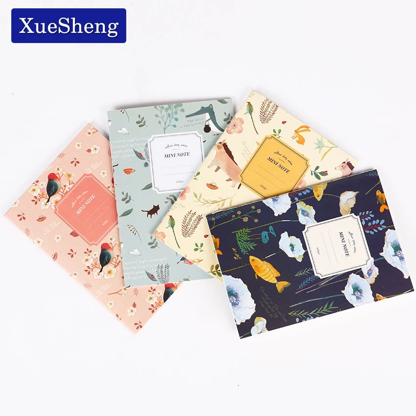 4 PCS/Set Cute Kawaii Cartoon Animal Notebook Lovely Flower Notepad for Kids Student Gift Korean Stationery - Frederika’s favorites 🦊