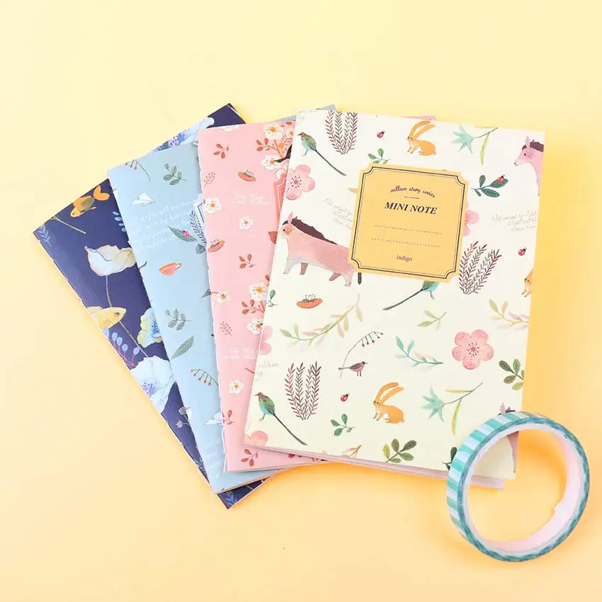 4 PCS/Set Cute Kawaii Cartoon Animal Notebook Lovely Flower Notepad for Kids Student Gift Korean Stationery - Frederika’s favorites 🦊