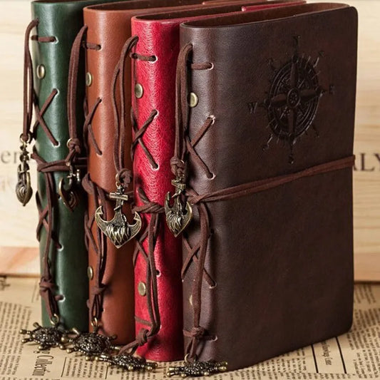 Retro Spiral Notebook Diary Notepad Vintage Pirate Anchors PU Leather Note Book Replaceable Stationery Gift Traveler Journal - Frederika’s favorites 🦊