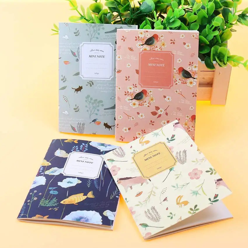 4 PCS/Set Cute Kawaii Cartoon Animal Notebook Lovely Flower Notepad for Kids Student Gift Korean Stationery - Frederika’s favorites 🦊