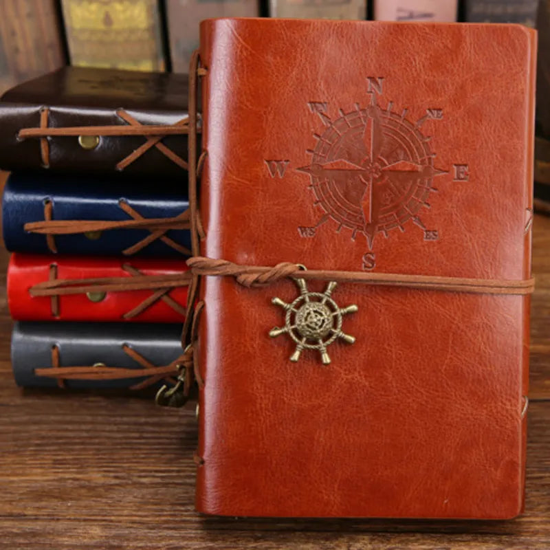 Retro Spiral Notebook Diary Notepad Vintage Pirate Anchors PU Leather Note Book Replaceable Stationery Gift Traveler Journal - Frederika’s favorites 🦊