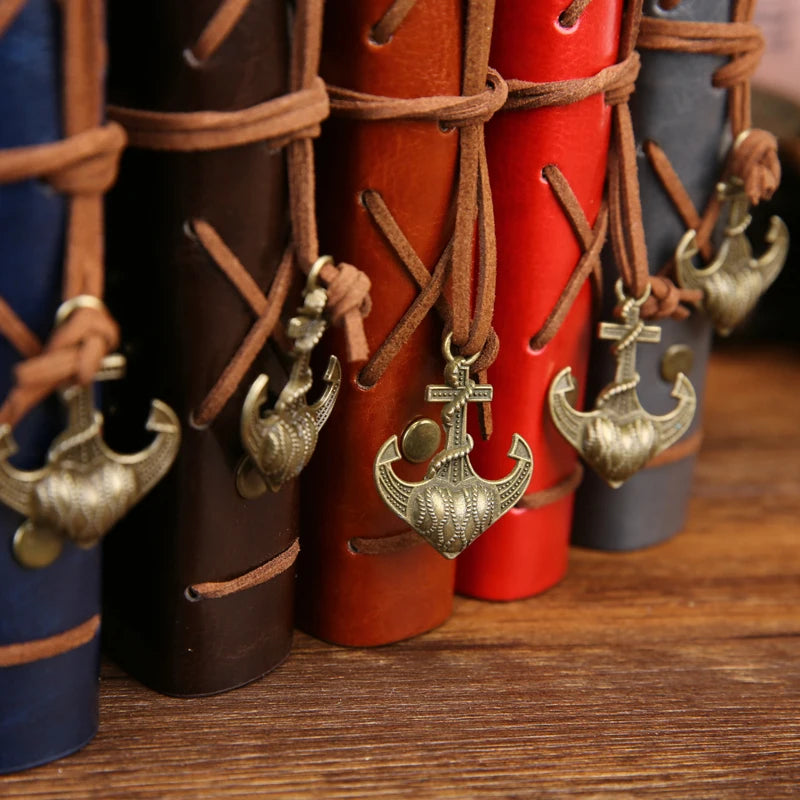 Retro Spiral Notebook Diary Notepad Vintage Pirate Anchors PU Leather Note Book Replaceable Stationery Gift Traveler Journal - Frederika’s favorites 🦊