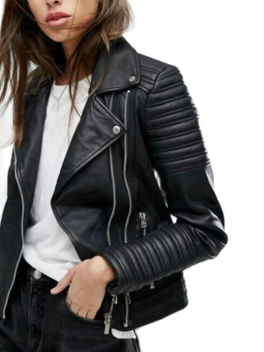 2023 New Fashion Women Autumn Winter Motorcycle Faux Leather Jackets Lady Long Sleeve Biker White PU Punk Streetwear Black Coats - Frederika’s favorites 🦊