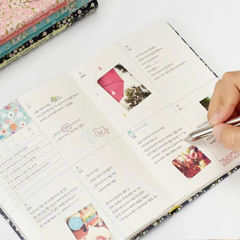 New Arrival Cute PU Leather Floral Flower Schedule Book Diary Weekly Planner Notebook School Office Supplies Kawaii Stationery - Frederika’s favorites 🦊