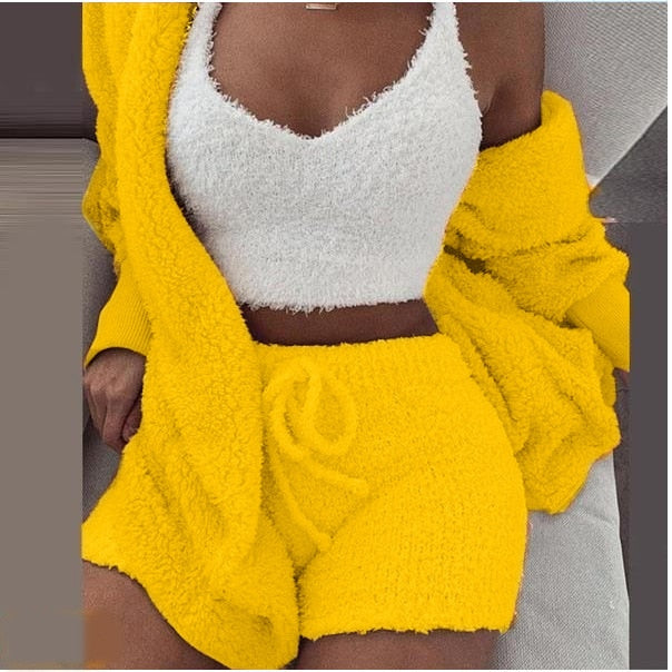 Fluffy Three Piece Set Lounge Sexy Outfits - Frederika’s favorites 🦊