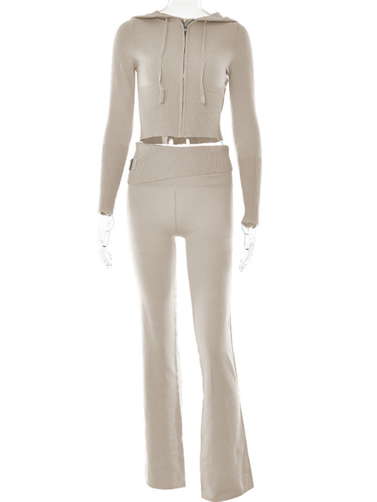 Hoodie Suit Women Leisure Sexy Zip Long Sleeve Sweater And High Waist Long Pants Set - Frederika’s favorites 🦊