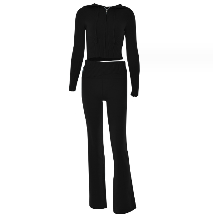 Hoodie Suit Women Leisure Sexy Zip Long Sleeve Sweater And High Waist Long Pants Set - Frederika’s favorites 🦊
