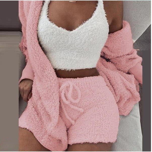 Fluffy Three Piece Set Lounge Sexy Outfits - Frederika’s favorites 🦊