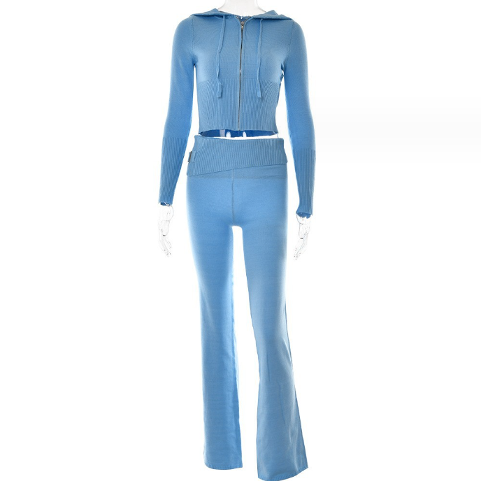 Hoodie Suit Women Leisure Sexy Zip Long Sleeve Sweater And High Waist Long Pants Set - Frederika’s favorites 🦊